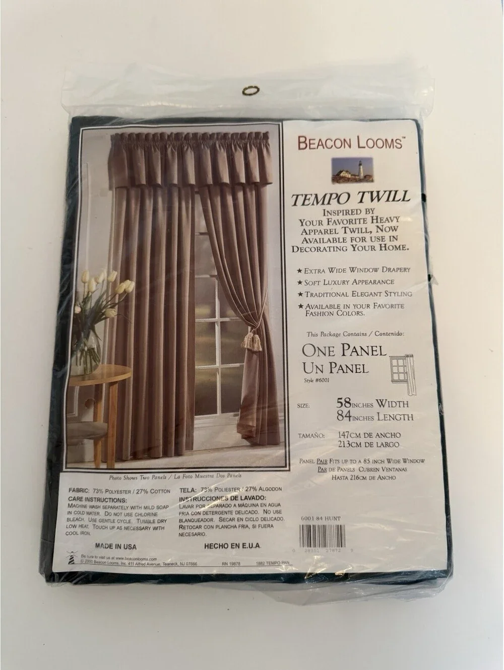 Pair of Beacon Looms Tempo Twill Hunter Green Window Drapery Panels 58” Wx 84” L